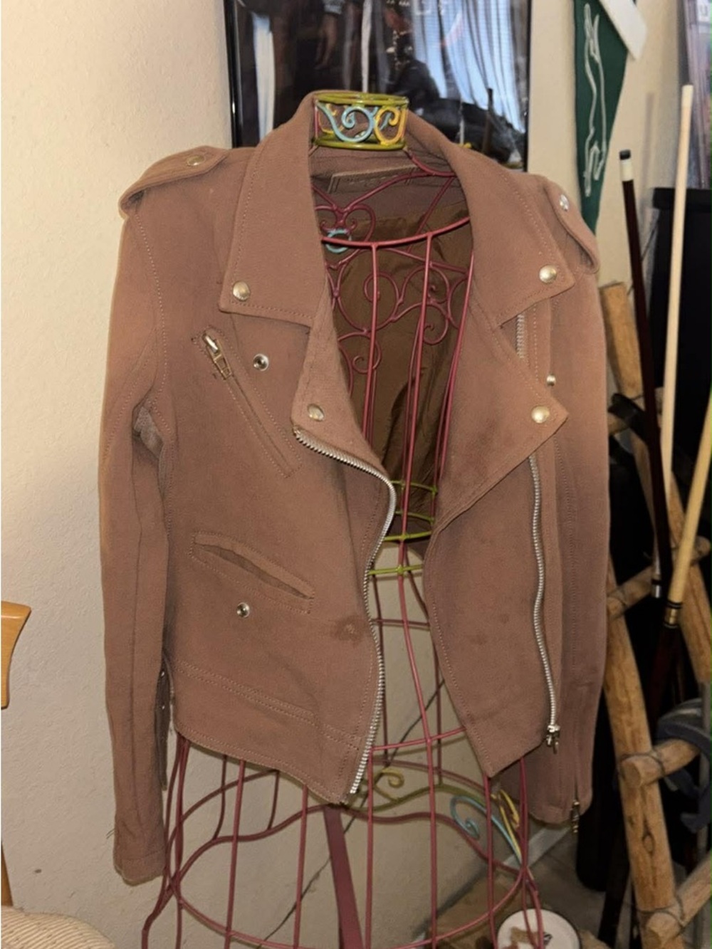 Blank NYC Suede Moto Jacket - Taupe Brown
